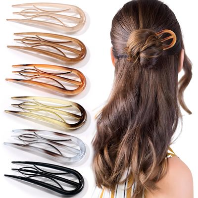 6PCS French Hair Pins for Women, French Pins Hair, Large Hair Styling Pins for Thin Thick Hair, Unique 3 Internal Teeth Hair Sticks