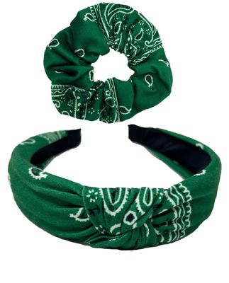 Shimmer Anna Shine St. Patricks Day Headbands and Scrunchie for Women and Girls (Green Bandana)