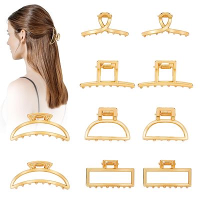 10Pcs Small Gold Hair Clips, Metal Hair Claw Clips for Women Thick Thin Hair, Strong Hold Non-Slip Hair Catch Barrette Jaw Clamp for Long Hair, Metal Hair Accessories
