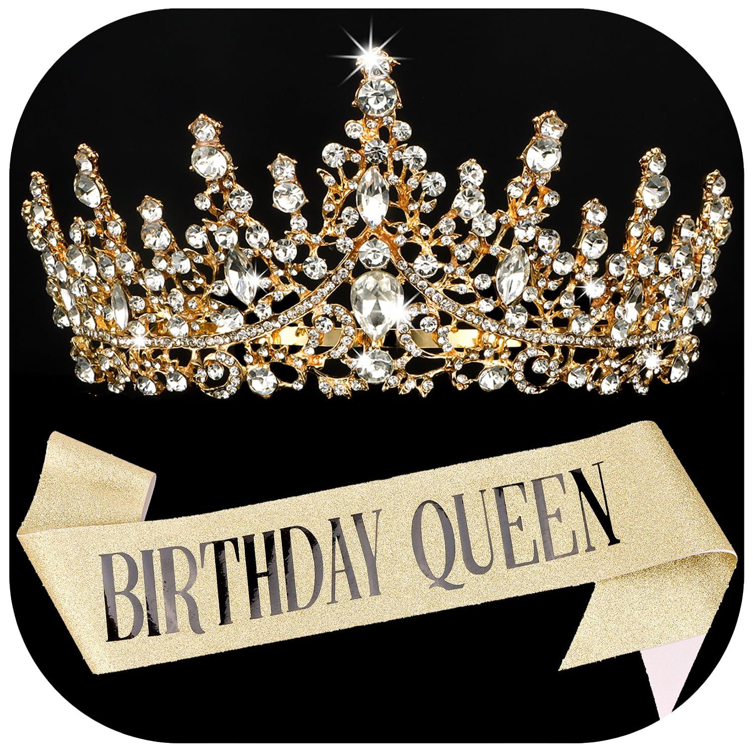 COCIDE &quot;BIRTHDAY QUEEN Birthday Sash for Women Birthday Tiaras for Girls Birthday Decorations Set Rhinestone Headband Hair Accessories Glitter Crown for Party Supplies