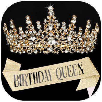 COCIDE &quot;BIRTHDAY QUEEN Birthday Sash for Women Birthday Tiaras for Girls Birthday Decorations Set Rhinestone Headband Hair Accessories Glitter Crown for Party Supplies