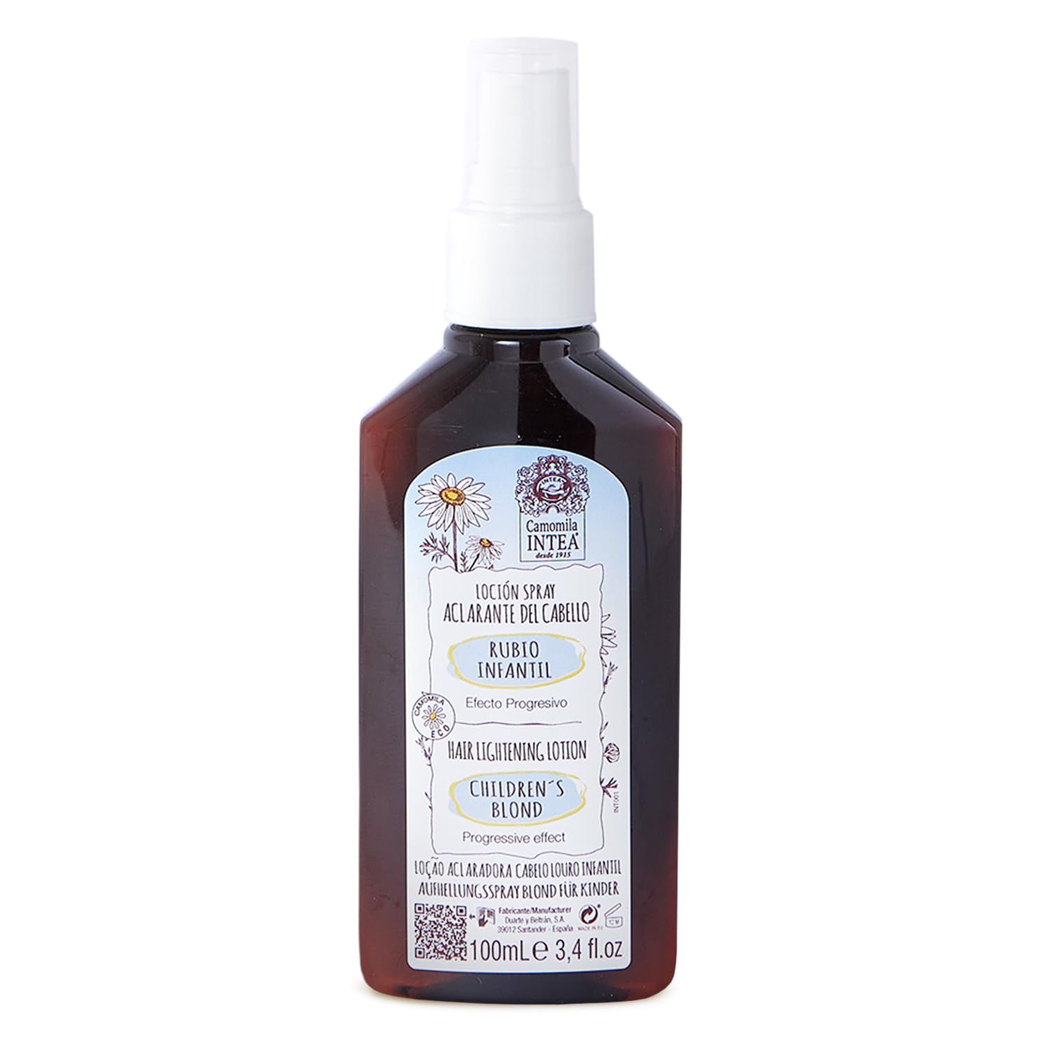 Camomila Intea Hair Lightener For Kids- Premium Sun Lightening Spray for Hair - Chamomile Hair Lightener Spray for Naturally Lighten Hair - No Bleach/Ammonia - Child-Friendly Formula - 3.4 Oz