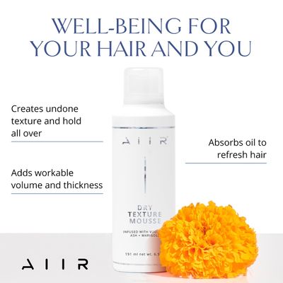 AIIR Dry Texture Mousse - Volumizing &amp; Thickening Mousse, Blowout Mousse to Lift Roots and Add Frizz Free Fullness &amp; Body For Long Lasting Styles and Overnight Curls, Weightless For Fine Hair, 6.5oz