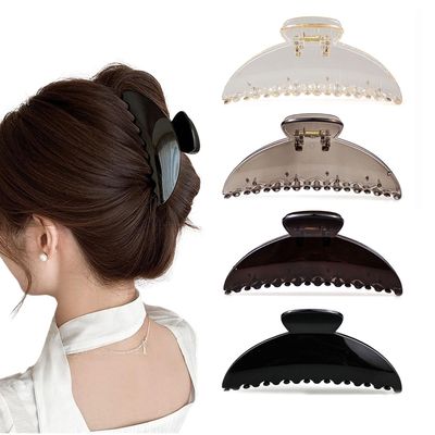 Large Hair Claw Clips for Thick Thin Long Hair for Women, 5 inch Clear Non-slip Tight Strong Hold Big Hair Claw Clips - Stylish, Durable, Lightweight Hair Styling Accessories Tools
