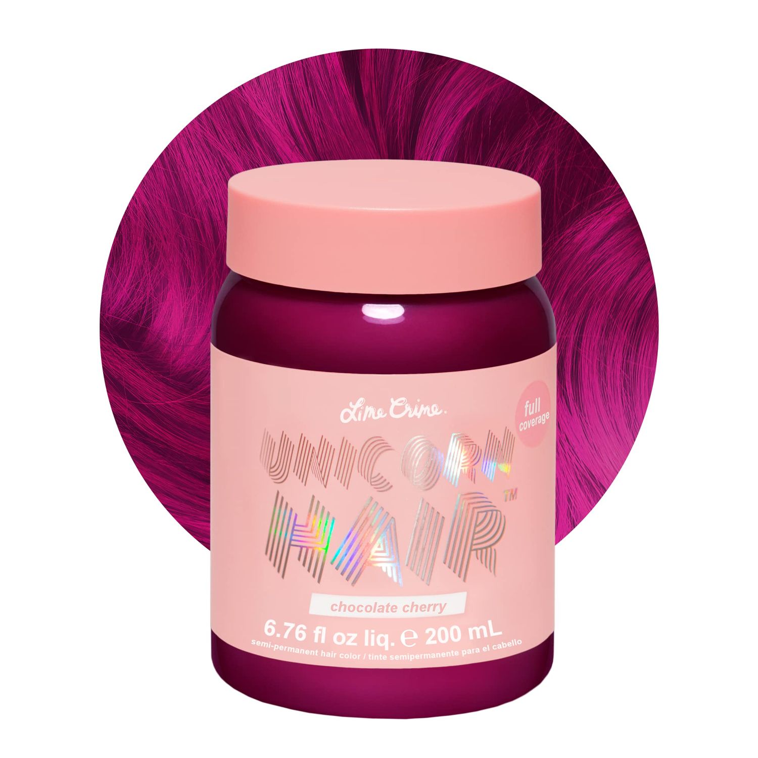 Lime Crime Full Coverage Unicorn Hair Dye, Chocolate Cherry - Damage-Free Semi-Permanent Hair Color Conditions &amp; Moisturizes - Temporary Hair Tint Kit Has A Sugary Citrus Vanilla Scent - Vegan