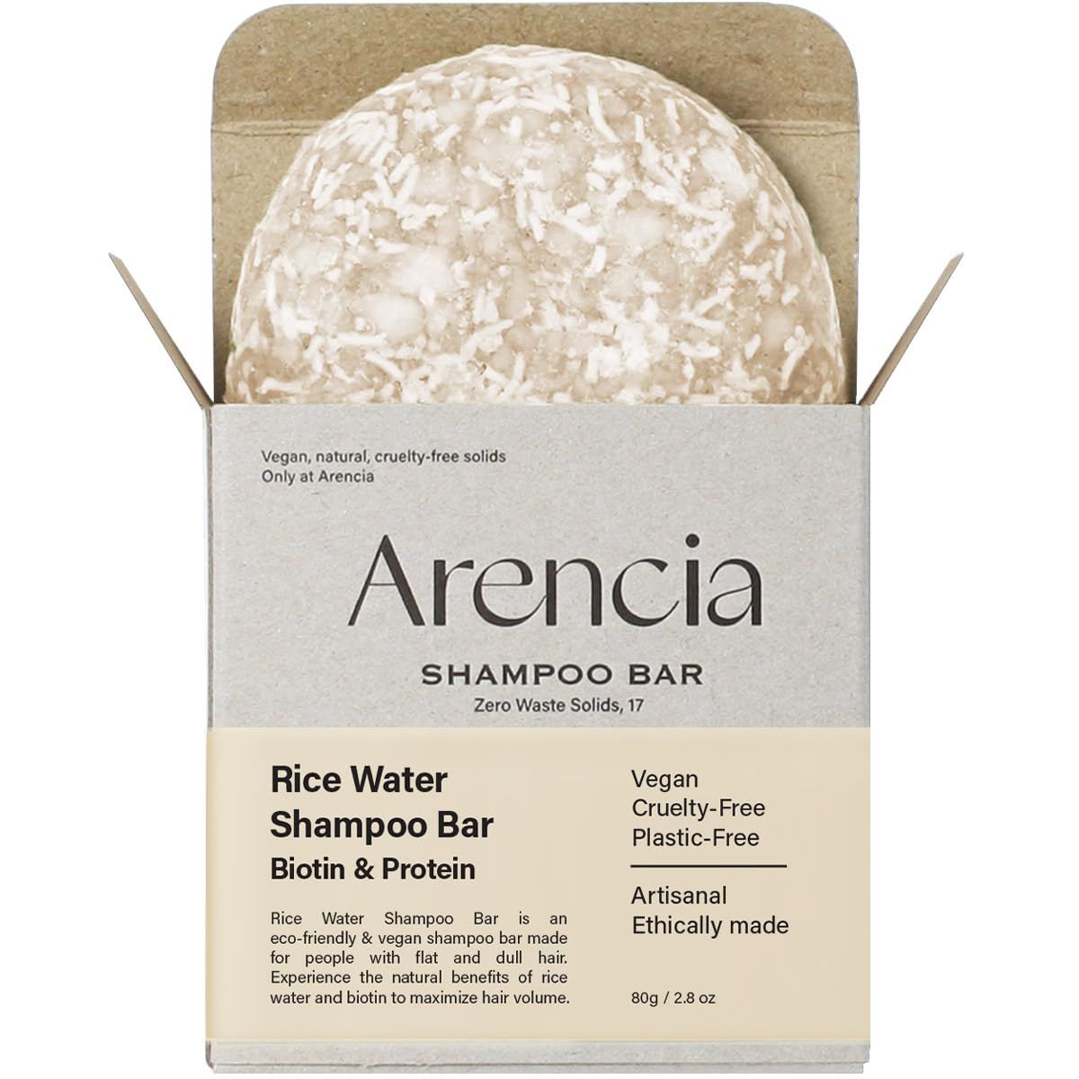 ARENCIA Korean Rice Water Shampoo Bar for Hair Growth &amp; Strengthening, All Natural Formula with Biotin &amp; Protein - Korean Hair Care