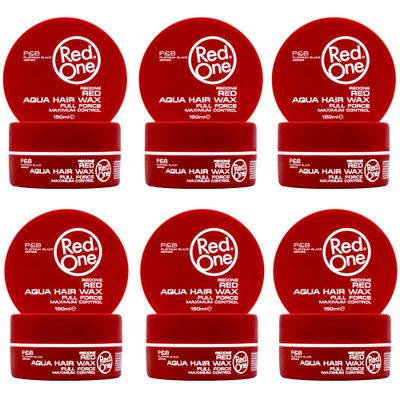 RedOne Aqua Hair Wax Maximum Hold Full Force Hair Gel, 150ml (6 pack) RED