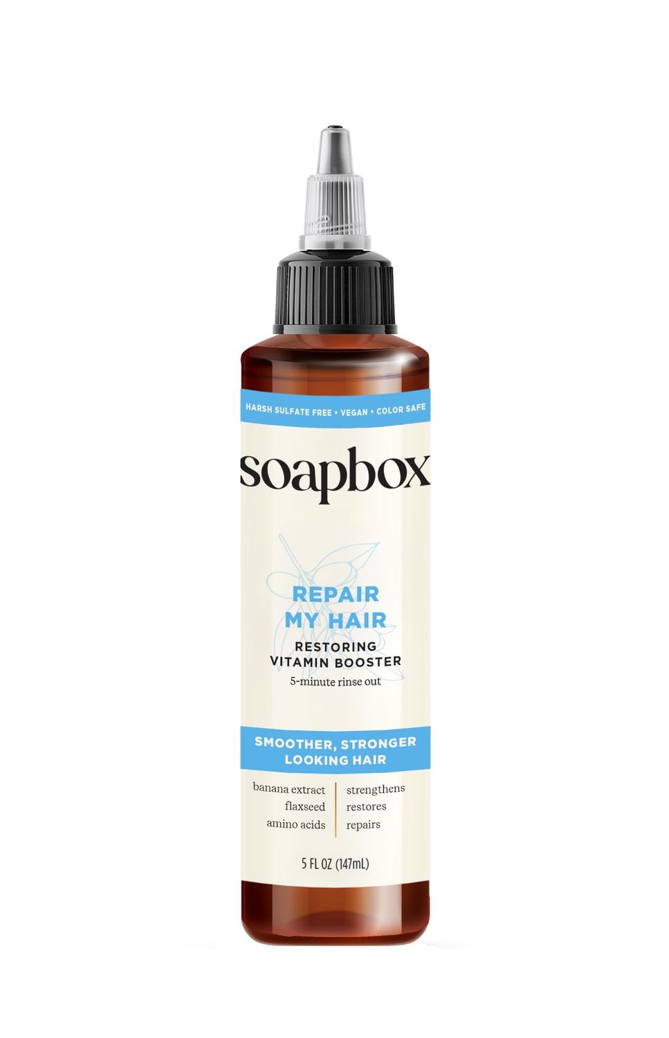 Soapbox Repairing Hair Treatment with Vitamin E, B5, Banana Extract, Flaxseed &amp; Amino Acids - 5oz, Vegan, Paraben &amp; Cruelty-Free Hair Booster