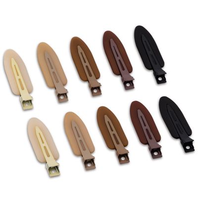 Cptots 10 Pcs Creaseless No Crease No Bend Flat Hair Clips For Styling No Slip Makeup Clips For Women Salon Hairstyle,Matte Black Gradual Brown Beige