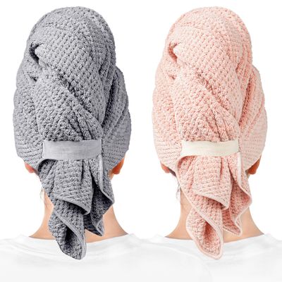 ROLSHOL 2 Packs Large Microfiber Hair Towels for Women, Super Absorbent &amp; Quick Dry Hair Towel Wrap for Curly Hair Long &amp; Short Hair- Anti-Frizz Hair Turbans for Wet Hair - 27.5&#39;&#39;*39.4&#39;&#39;