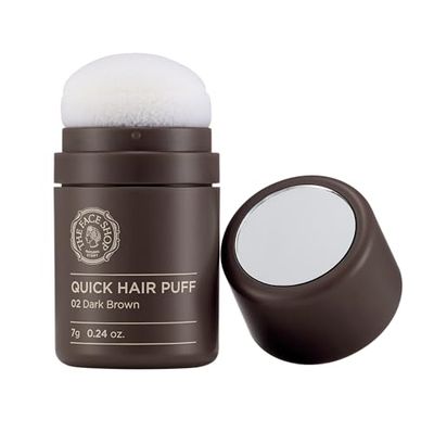 The Face Shop Quick Hair Puff - Dark Brown - Root Touch Up Hair Color, Hairline Powder Conceals Hair Loss, Hair Toppers for Women &amp; Men - Hair Fibers for Thinning Hair, Root Cover Up, Gray Concealer