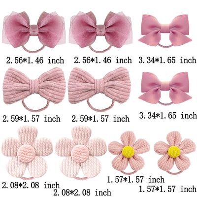 10Pcs Cute Pink Bow Hair Ties - Elastic Bowknot Ribbon Ponytail Holders, Rubber Hair Accessories for Toddlers, Baby Girls, and Kids