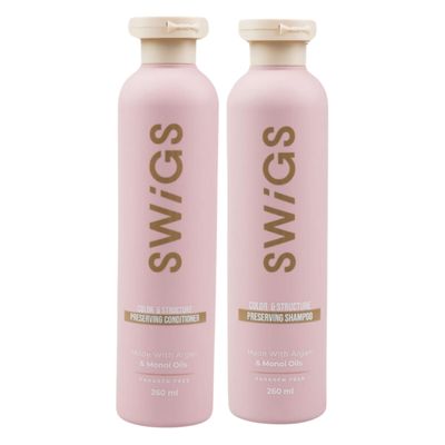 SWIGS Human &amp; Synthetic Wig Shampoo &amp; Conditioner set| Detangle Wig |Color-Safe| Promotes Body &amp; Volume | Promote Silkiness &amp; Shine | 2 Pack, 8 oz