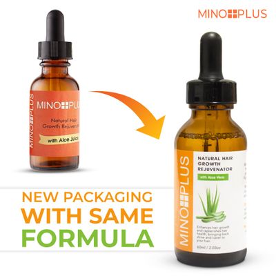 Mino Plus Natural Hair Growth Serum - 60ml / 2fl oz - For Longer, Stronger Thicker, Fuller Hair - Formulated to Prevent Hair Loss, Hair Fall, with Aloe Vera