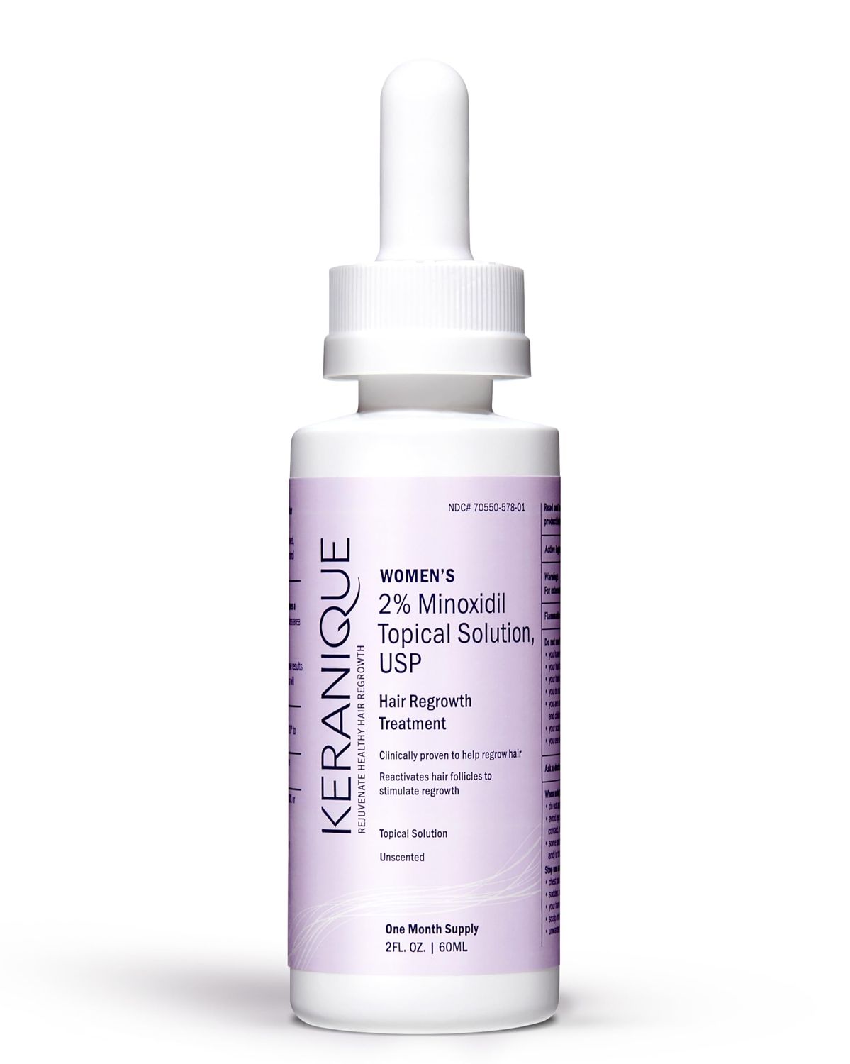 Keranique Hair Regrowth Treatment Dropper - 2% Minoxidil, 2 Fl Oz 30 Day Supply - Regrow Thicker-Looking Hair, Helps Revitalize Hair Follicles