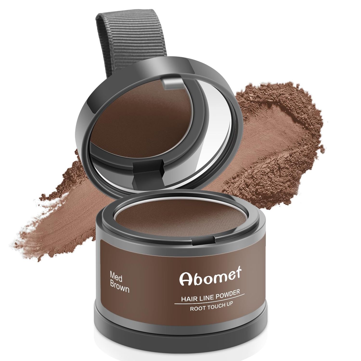 Abomet Root Touch Up Instantly Gray Hair Coverage Hairline Powder for Women &amp; Men, Medium Brown for Concealing Hair Loss &amp; Thinning Hair