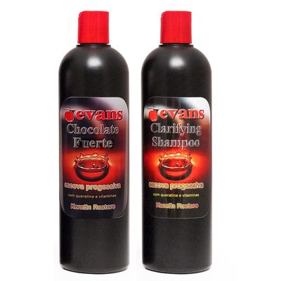 YSSER evans COMBO PACK Brazilian Keratin Hair Smoothing Treatment Blowout Straightening System - Strong 16 fl oz + Clarifying Shampoo, 16 Fl Oz (Pack of 2)