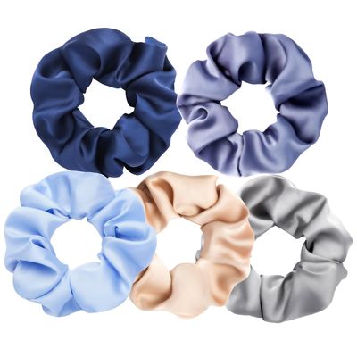 5Pcs Mulberry Silk Hair Ties,Silk Hair Scrunchies for Frizz &amp; Breakage Prevention,No Damage,Elastic Ponytail Holders, Funny Gifts for Girlfriend Her Mon Grandma Daughter