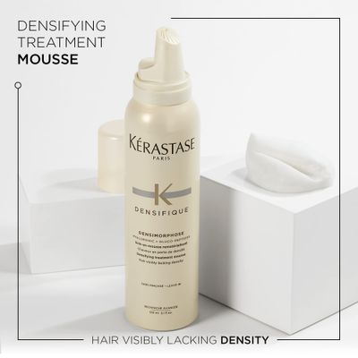 KRASTASE Densifique Densimorphose Hair Mousse, Volumizing &amp; Thickening Styling Mousse, Adds Shine with Hyaluronic Acid for Fine, Thin &amp; Thinning Hair, 5.1 Fl Oz