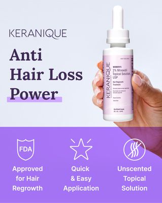 Keranique Hair Regrowth Treatment Dropper - 2% Minoxidil, 2 Fl Oz 30 Day Supply - Regrow Thicker-Looking Hair, Helps Revitalize Hair Follicles