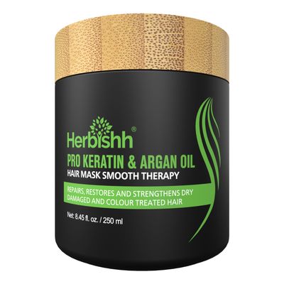 Herbishh Argan Hair Mask-Deep Conditioning &amp; Hydration For Healthier Looking Hair for very Dry, Weak, Stressed Out Hair, No Sulphates, No Parabens