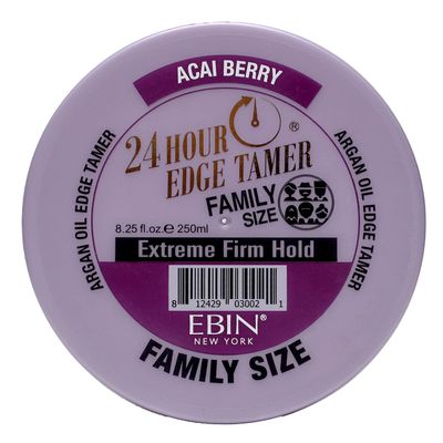 24 Hour Argan Oil Edge Tamer Refresh (8.25oz/ 250ml, Acai Berry) | Extreme Firm Hold, Smooths &amp; Tames Frizz | No Flaking or Drying | High Shine, Long Lasting, All Hair Types, Styling Gel.
