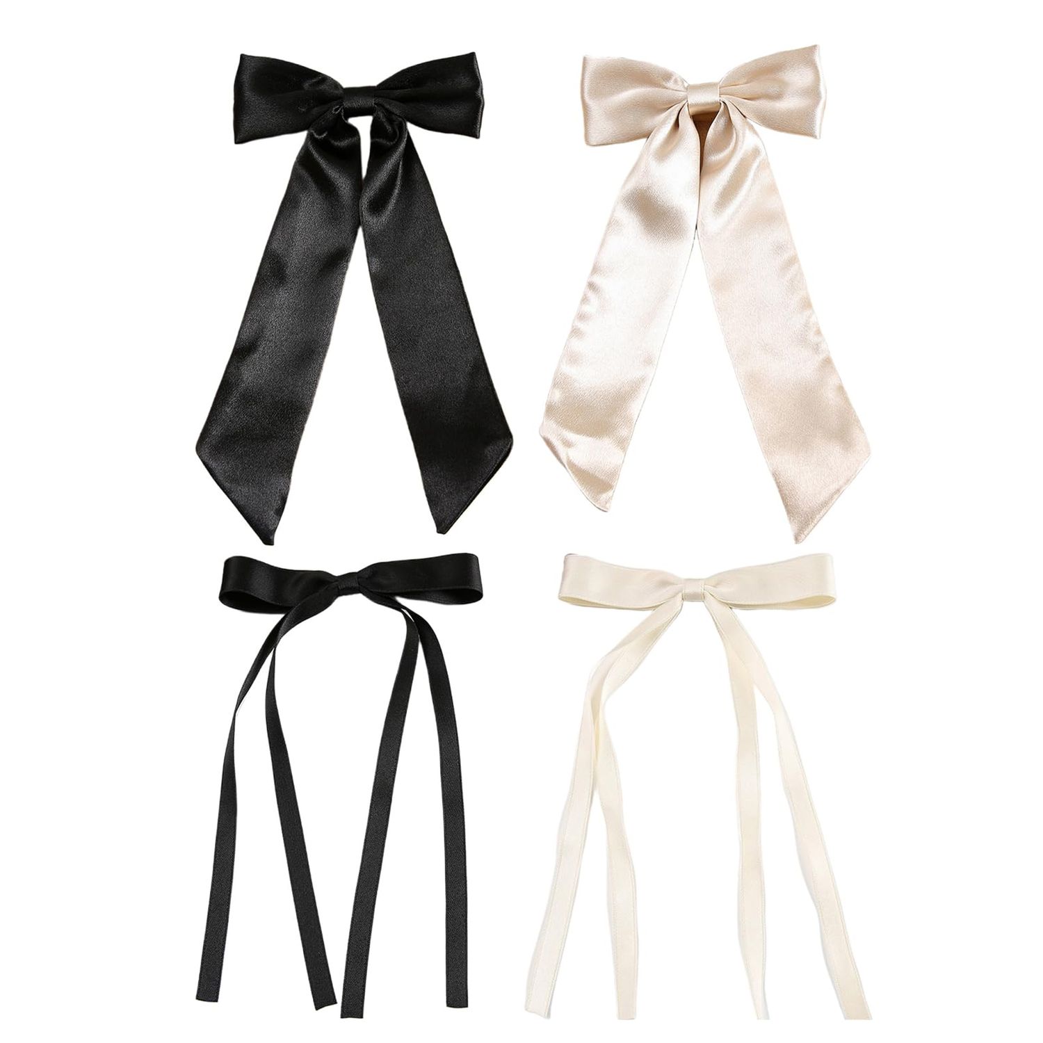 ELKINROVIC Hair Clip for Women, Velvet Mini Bow Alligator Clips Long Soft Small Coquette Bows Ribbon Bowknot Hair Bows for Girls Adult Kids (4Packs)