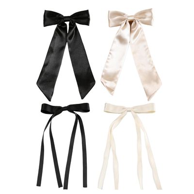 ELKINROVIC Hair Clip for Women, Velvet Mini Bow Alligator Clips Long Soft Small Coquette Bows Ribbon Bowknot Hair Bows for Girls Adult Kids (4Packs)