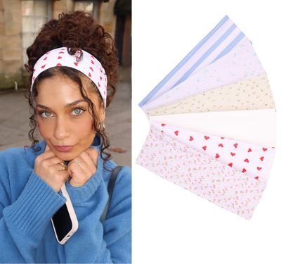 Leeven Women&#39;s Headbands for Short Hair Non Slip Elastic Floral Hairbands Soft Fabric Stripe Head Bands for Girls Heart Headbands