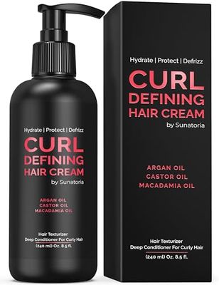 Curl Defining Cream for Wavy Hair - Leave-in Texturizer for Dry, Wave &amp; Curly Hair - Moisturize with Macadamia &amp; Argan Oil - Best Frizz Control - Curly Hair Products