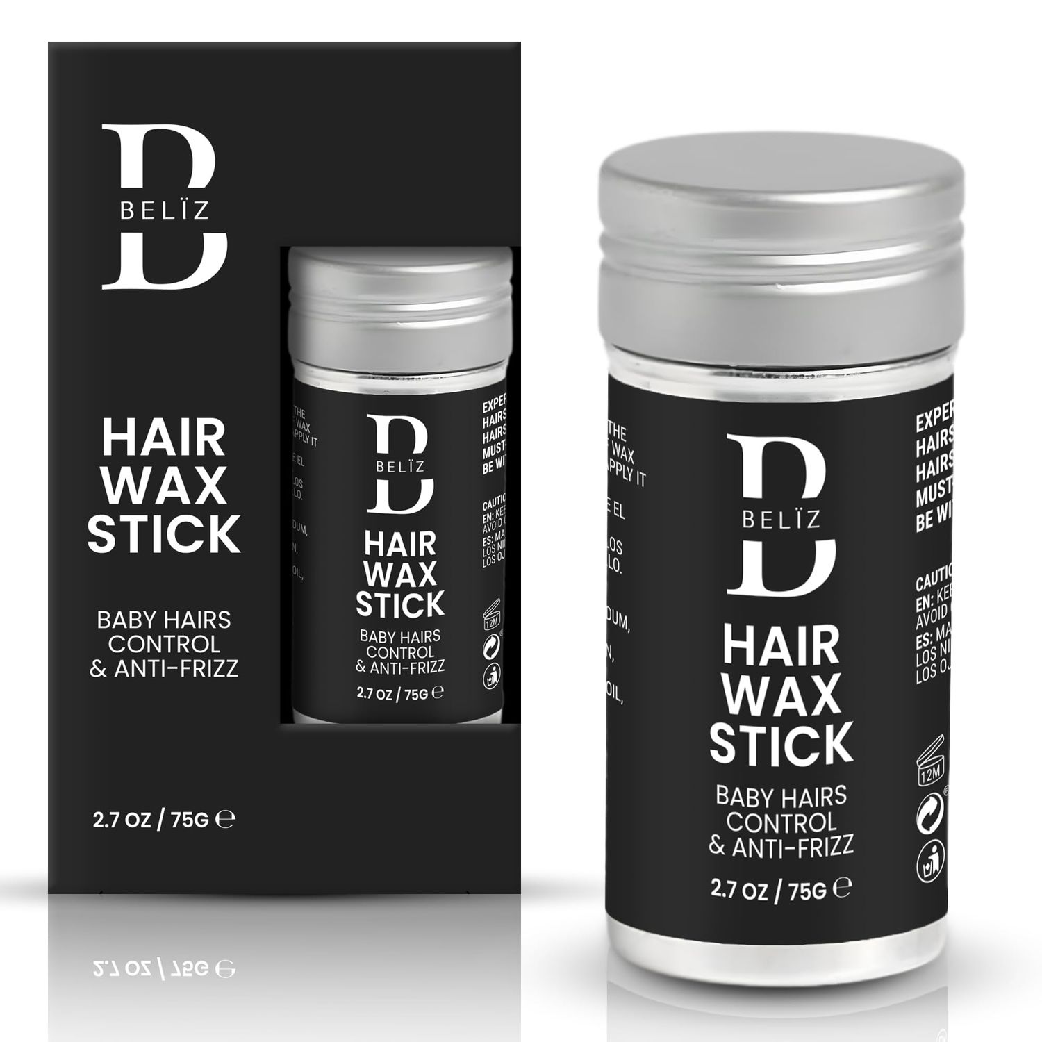 B BELZ Hair Wax Stick for Women &amp; Kids - Slick Back &amp; Frizz Control - Strong Hold for Flyaways &amp; Baby Hairs - Lightweight Beeswax Formula with Castor Oil - 2.7 Oz