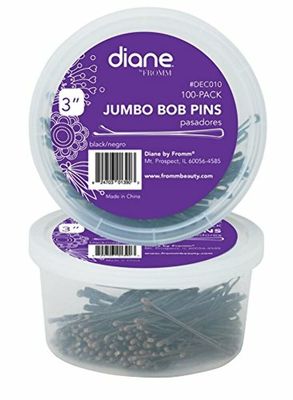 Diane 3 Extra Large Black Bobby Pins for Women, Girls, Salon, Hairdressing, Rollers, Long and Thick Hair, Hair Pins with Ball Tips for Securing Updos, Flyaways, 100 Count