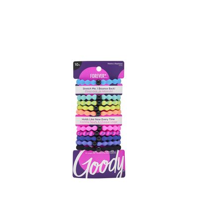 Goody Ouchless Forever Hair Elastics - 10 Ct, Assorted Neon, Damage-Free Bands, 3X Stronger Hair Ties, Retainable Shape, 16 Strand Inner Core, Hair Accessories for Women &amp; Men, All Hair Types