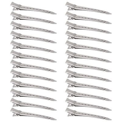 24Pcs Duck Billed Hair Clips for Styling Sectioning, Metal Hair Clips for Women Long Hair, Metal Alligator Curl Clips for Hair Roller Salon(Silver)