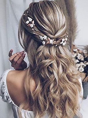 JAKAWIN Bride Flower Wedding Hair Vine Leaf Hair Piece Pearl Bridal Headpiece Rhinestone Hair Accessories for Women and Girls HV103 (Silver)