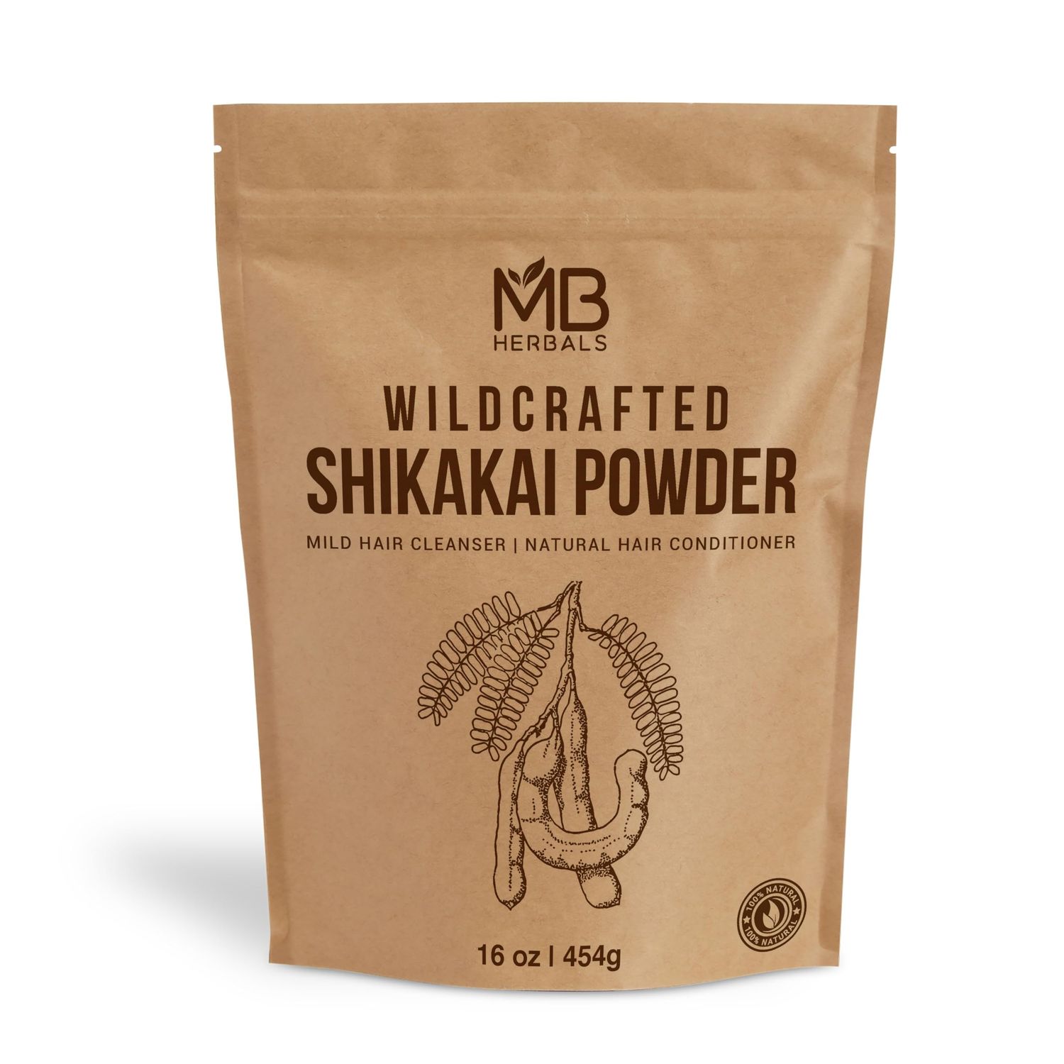 MB Herbals Shikakai Powder 454g | 1 lb | 16 oz | Natural Hair Cleanser &amp; Conditioner | 100% Pure Acacia concinna Fruit Pods Powder from Wildcrafted Shikakai