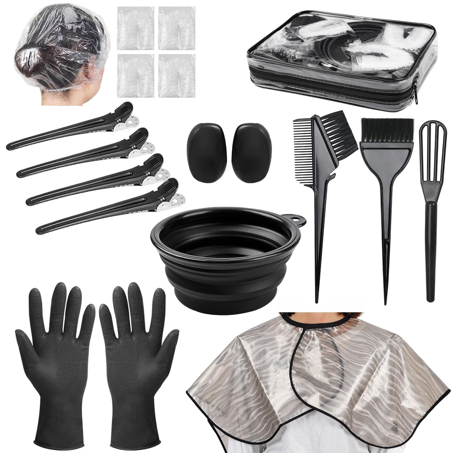 Xarchy 19 Pcs Professional Hair Bleach Kit Hair Coloring Products with Hair Dye Brush, Hair Color Bowl, Hairclips, Applicator, Earmuffs for Hair Highlighting and Hair Coloring at Home