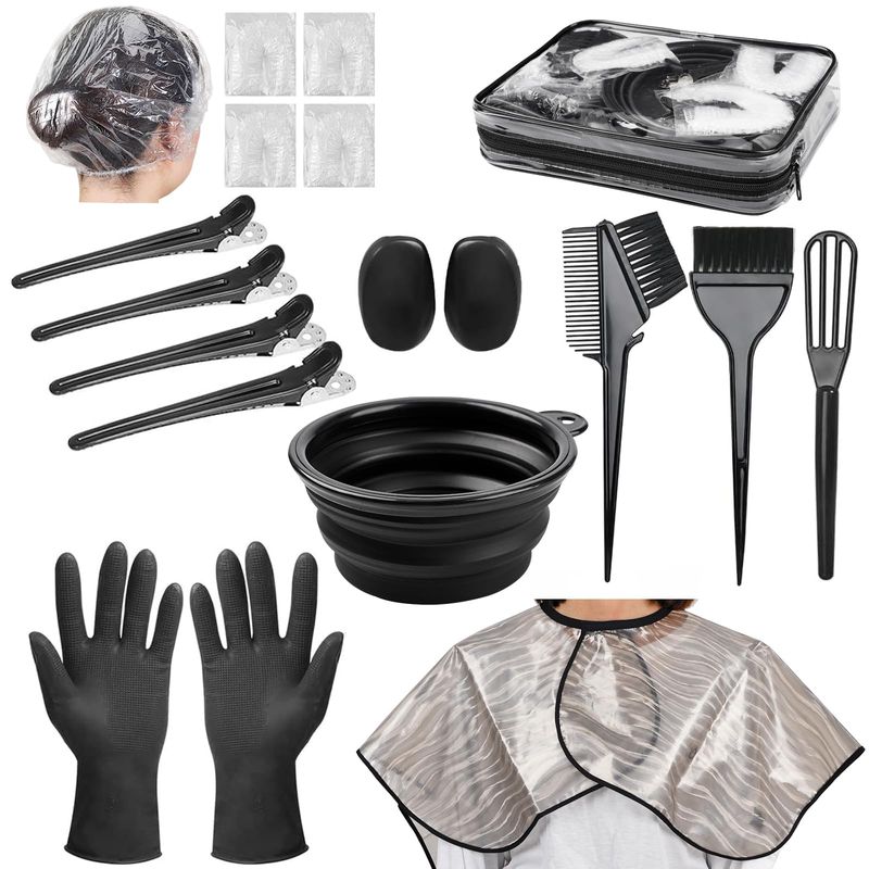 Xarchy 19 Pcs Professional Hair Bleach Kit Hair Coloring Products with Hair Dye Brush, Hair Color Bowl, Hairclips, Applicator, Earmuffs for Hair Highlighting and Hair Coloring at Home