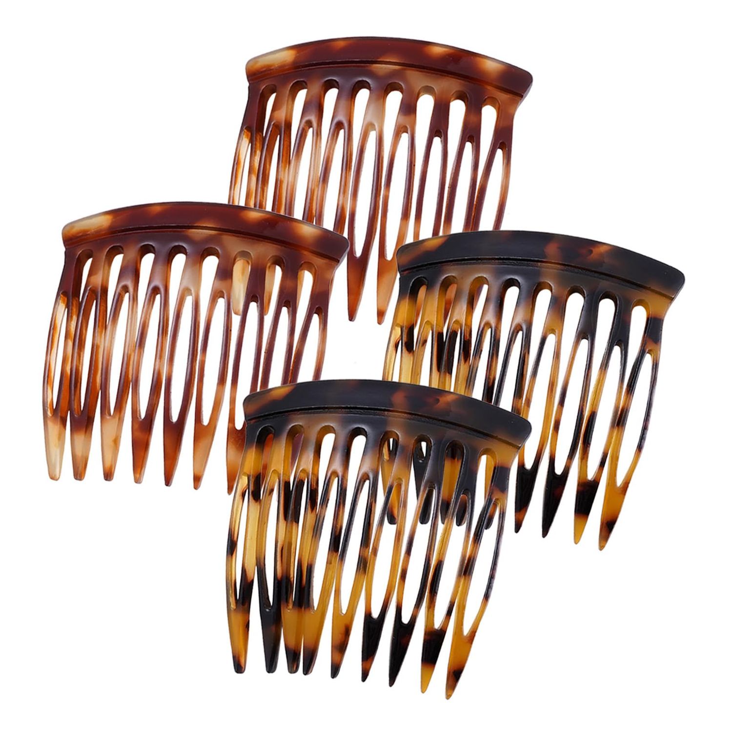 HYFEEL Hair Side Combs - Small French Side Hair Comb Clips for Women Decorative French Twist Hair Styling Accessories -4 Pcs (Tortoise, Brown)
