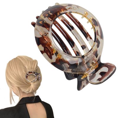 AEGYPIUS Hair Clip for Thin Hair, Small Flat Hair Claw, Light Brown - Premium Resin, Resilient Spring Action, Ideal for Everyday Styling, Women &amp; Girls Size