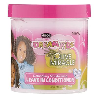 African Pride Dream Kids Olive Miracle Detangling Moisturizing Leave-In Conditioner - Contains Olive Oil, Moisturizes &amp; Nourishes Coils &amp; Hair Curls, 15 Oz