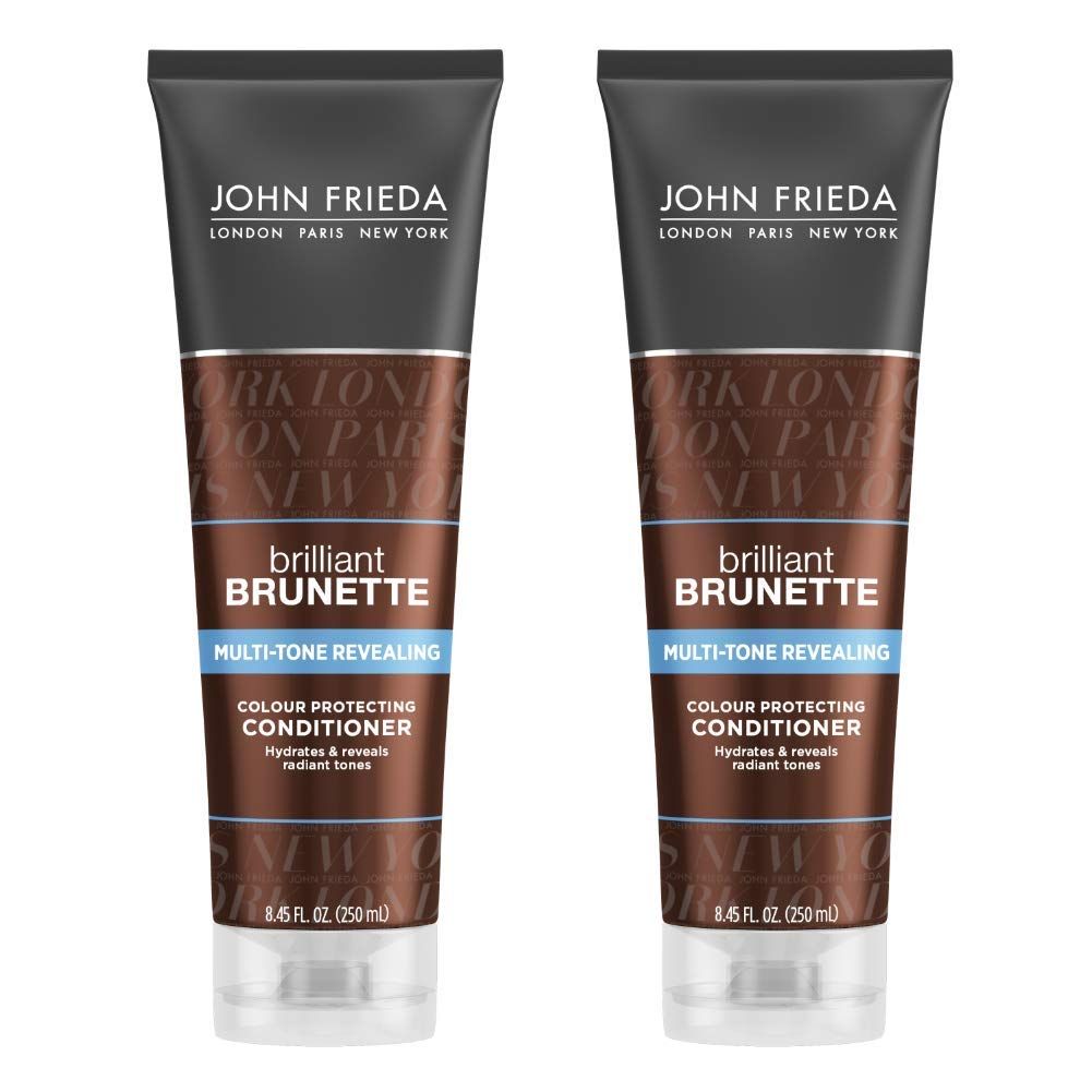 John Frieda Brilliant Brunette Multi-Tone Revealing Color Protecting Conditioner, for maintaining Color Treated Hair, Anti-Fade Conditioner, 8.45 Oz (Pack of 2), with Sweet Almond Oil &amp; Crushed Pearls