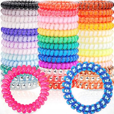 JOYOYO 40 Pack Spiral Hair Ties,Coil Hair Bands Waterproof Hair Accessories for Women Girls,Phone Cord Ponytail Holders Hair Coils Elastics for Girls Kids Teens All Hair Type