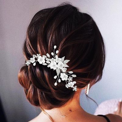 Gorais Flower Wedding Hair Pins Crystal Bridal Hair Pieces Pearl Bride Hair Clips Hair Accessories for Women and Girls (Pack of 3)