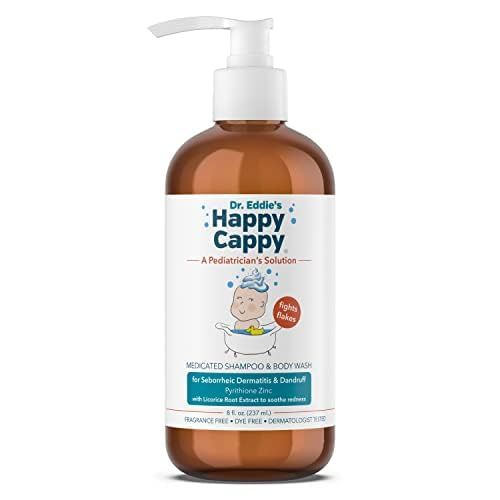 Happy Cappy Medicated Shampoo &amp; Body Wash with Comb - Baby Dandruff Shampoo, Helps Cradle Cap &amp; Seborrheic Dermatitis, Reduces Flakes &amp; Redness, Dermatologist Tested, Fragrance Free - 8 fl oz