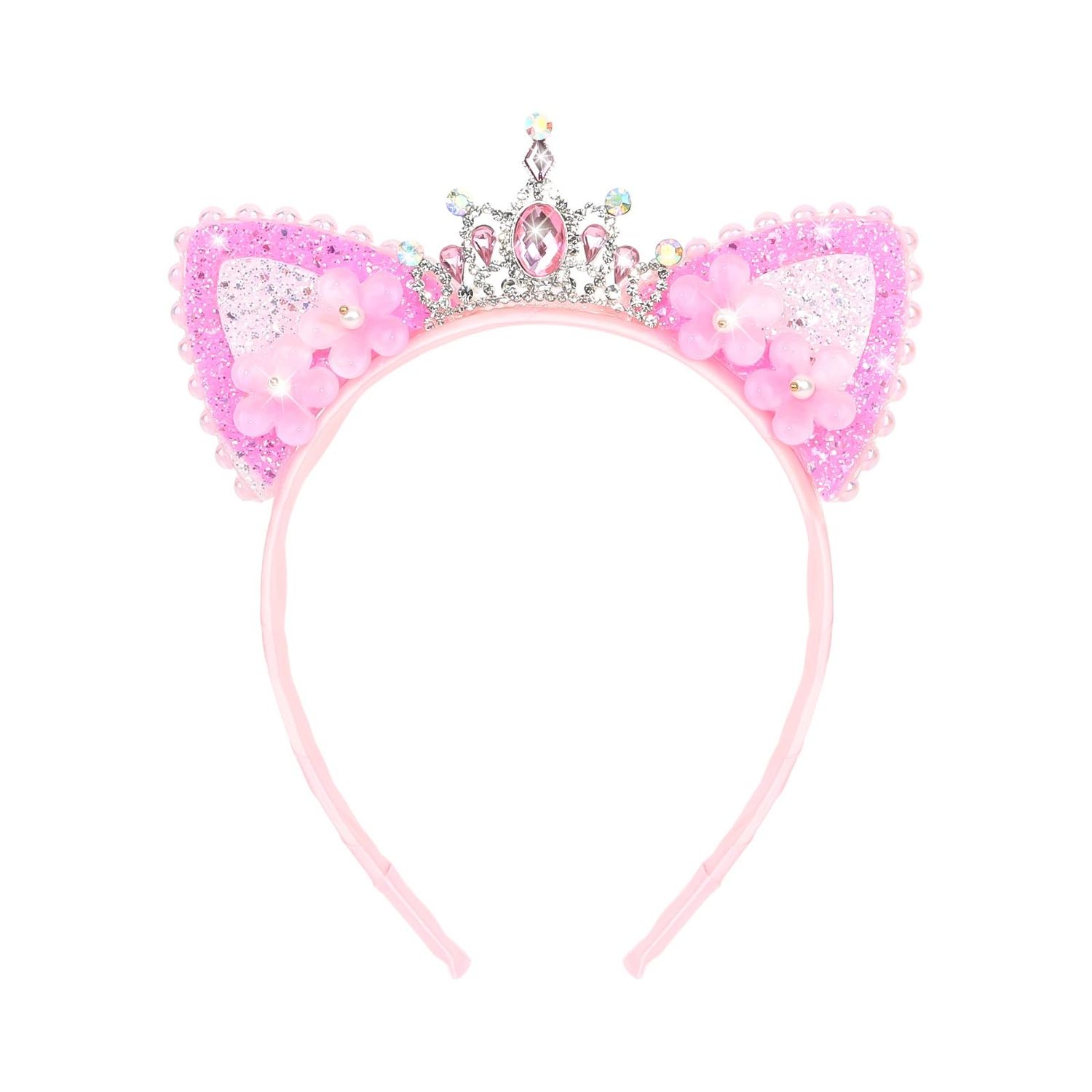 YARIEW Rhinestone Cat Ears Headbands Cat Ear Tiaras for Women Crown Headband Hair Accessories for Women Halloween Cosplay Costume Accessory Blue