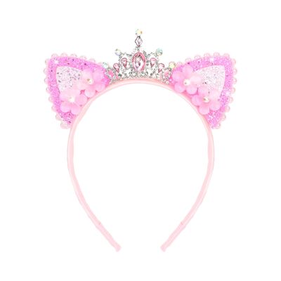 YARIEW Rhinestone Cat Ears Headbands Cat Ear Tiaras for Women Crown Headband Hair Accessories for Women Halloween Cosplay Costume Accessory Blue
