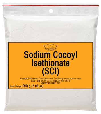 Artekas Innovation - Sodium COCOYL ISETHIONATE (SCI) - Powder - Foaming Surfactant - for Homemade Solid Shampoo Bars, Bath Bombs, Foamy and Bubbly Products - 200 g | 7.06 oz