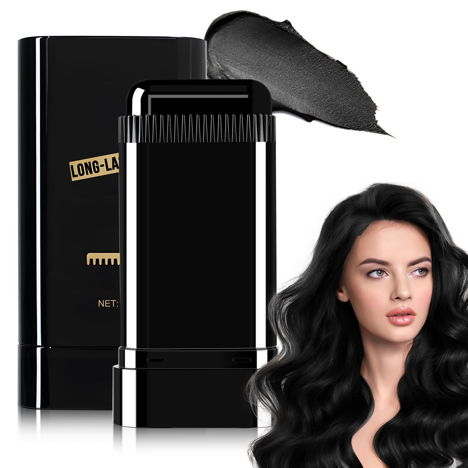 Safe and Convenient Comb Hair Dye, Waterproof and Sweat-Proof Hair Dye Comb, Portable Hair Colouring Comb, 3-Color Hair Dye Cream, 2 in 1 Instant Dye for Women &amp; Men (Black, 0)