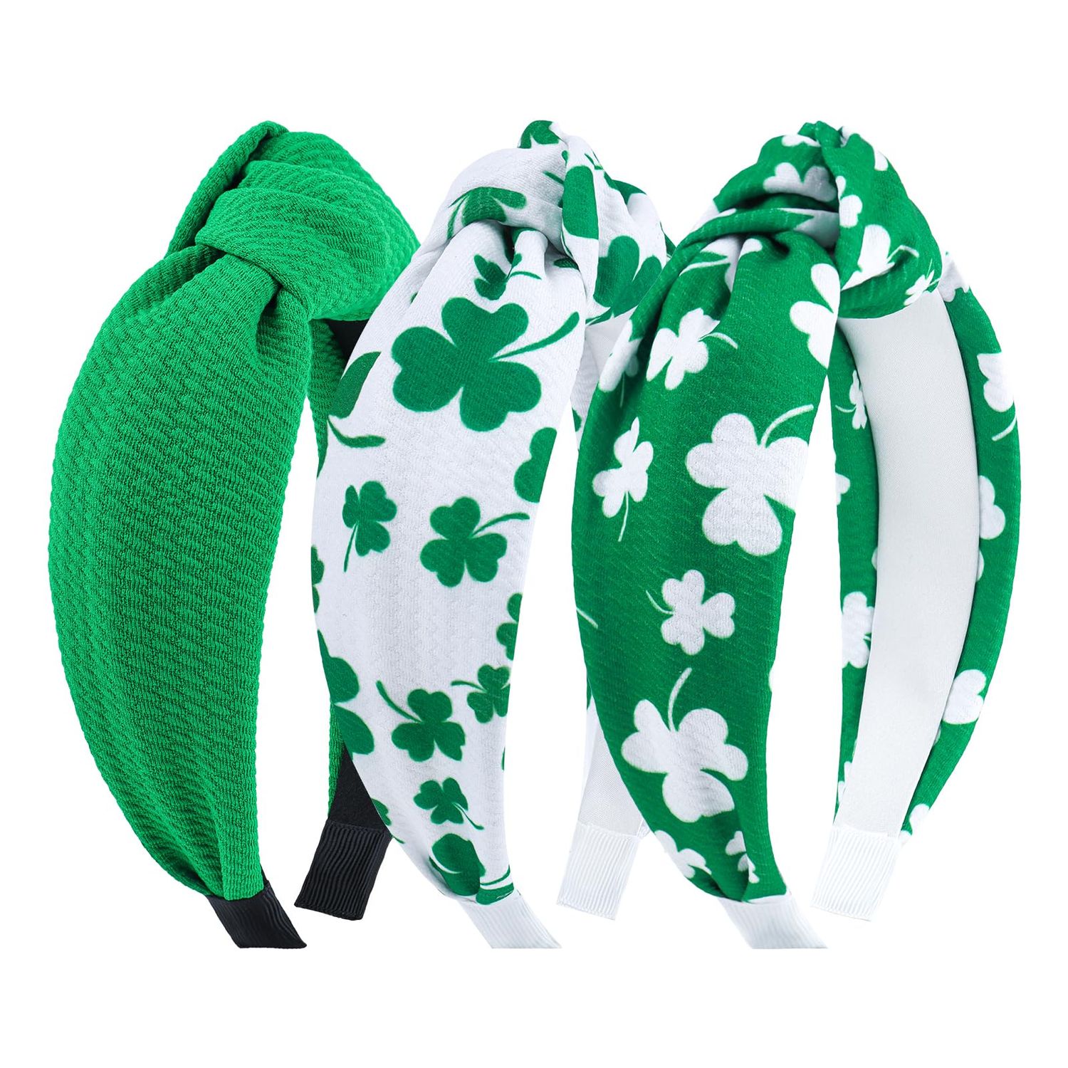 ONENINEDREAM Knotted Headband: Green Shamrock Clover Wide Hair Band for Women&#39;s St. Patrick&#39;s Day Headwear and Accessories